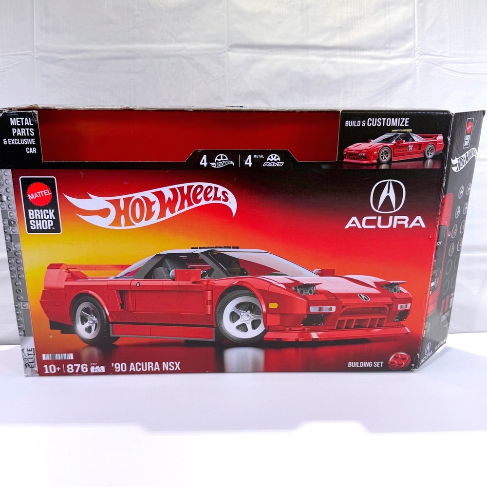 Mattel Hot Wheels Brick Shop 90 Acura NSX 876 Pcs Building Set HPT37 Red 1249